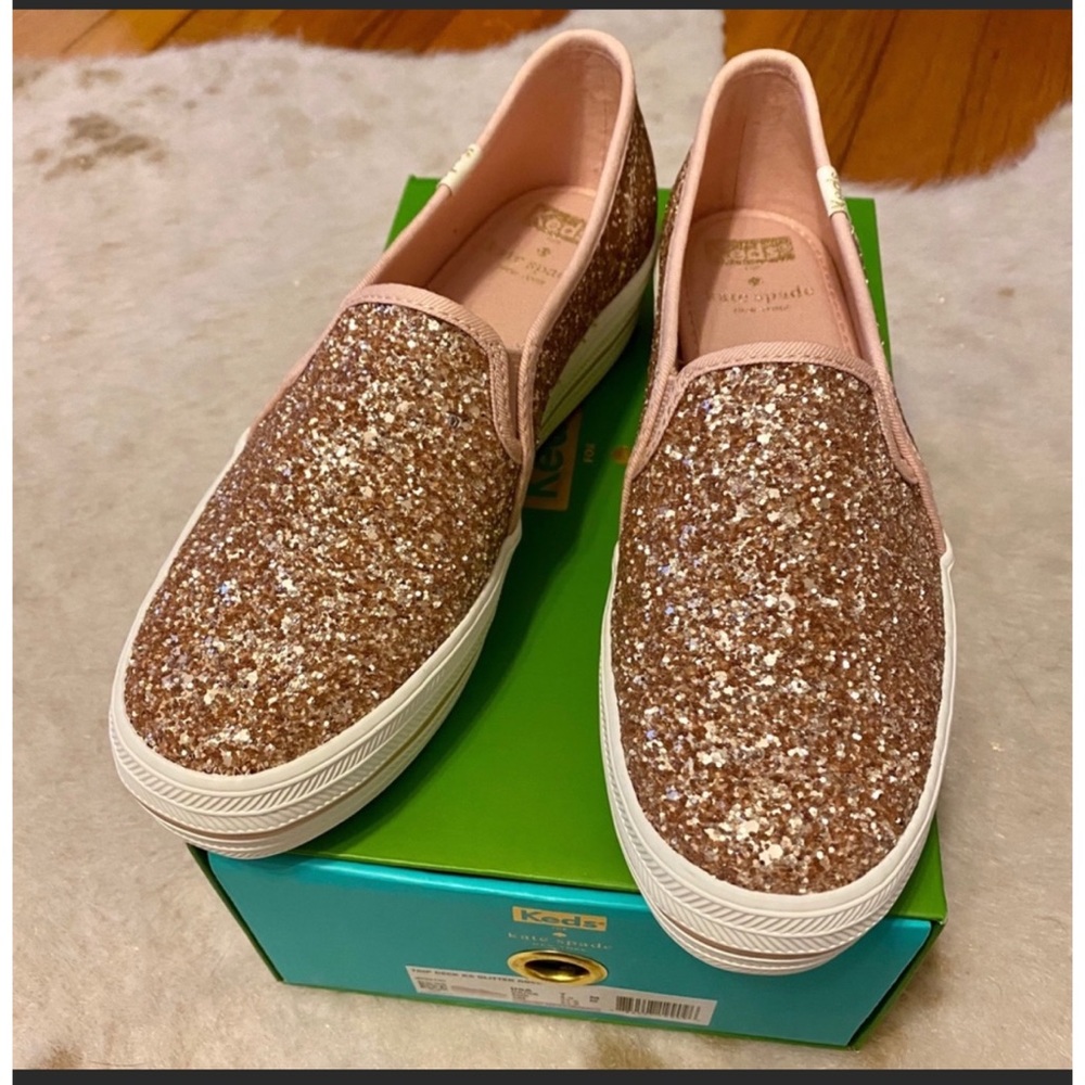 NWT Kate spade rose gold platform Keds, size 7